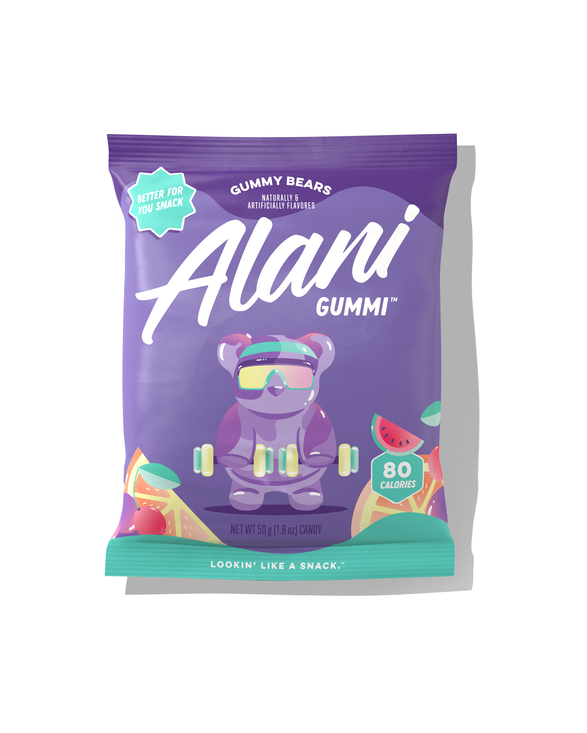 A 1.8oz Alani Nu bag of Gummi in Gummy Bears flavor.