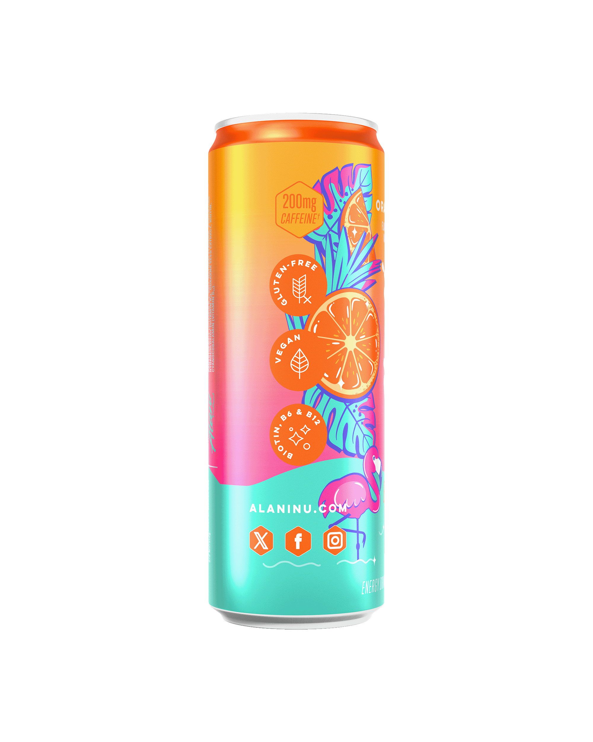 A side view of Energy Drink in flavor Orange Kiss.